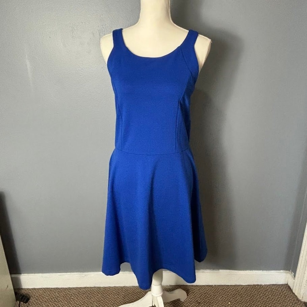 American Eagle Outfitters Royal Blue Fit and Flare Dress Open Back‎ Womens 16